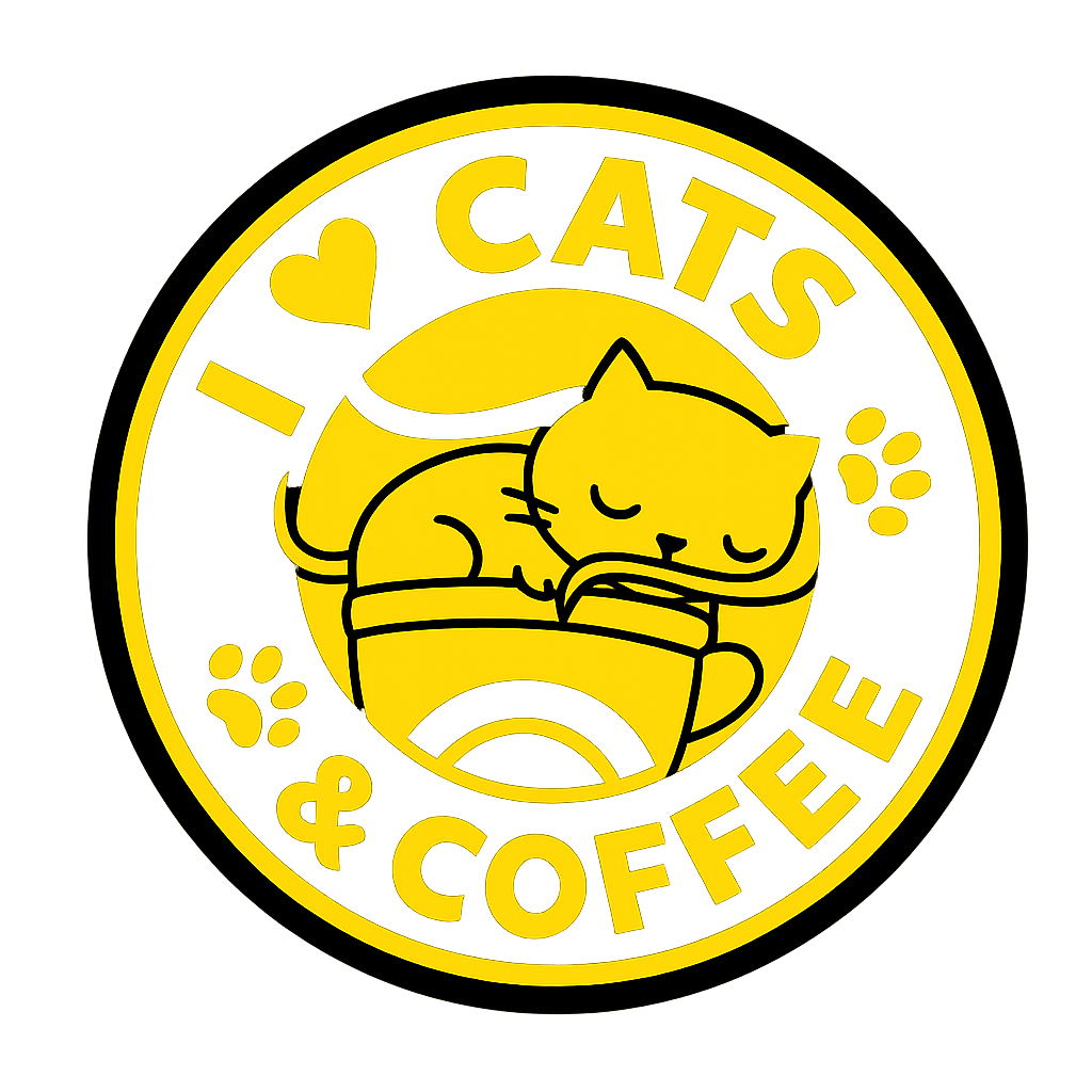 Posavasos I love Cats & Coffee amarillo