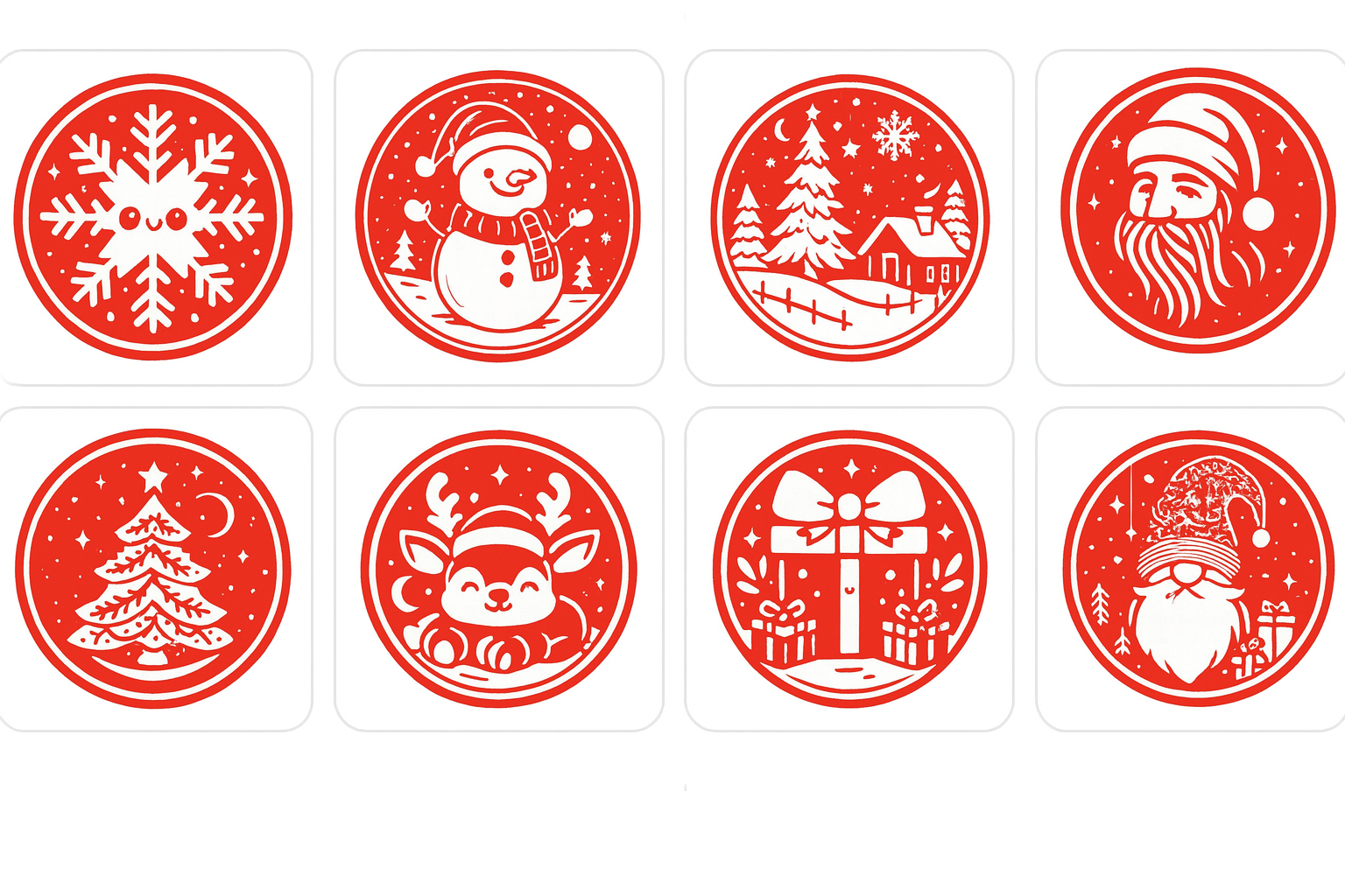 Set Merry Christmas Rojo 8 diseños de posavasos